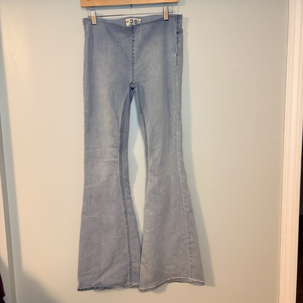 Free People We The Free Penny Pull-On Flare Jeans Womens‎ Glass Blue Sz 26